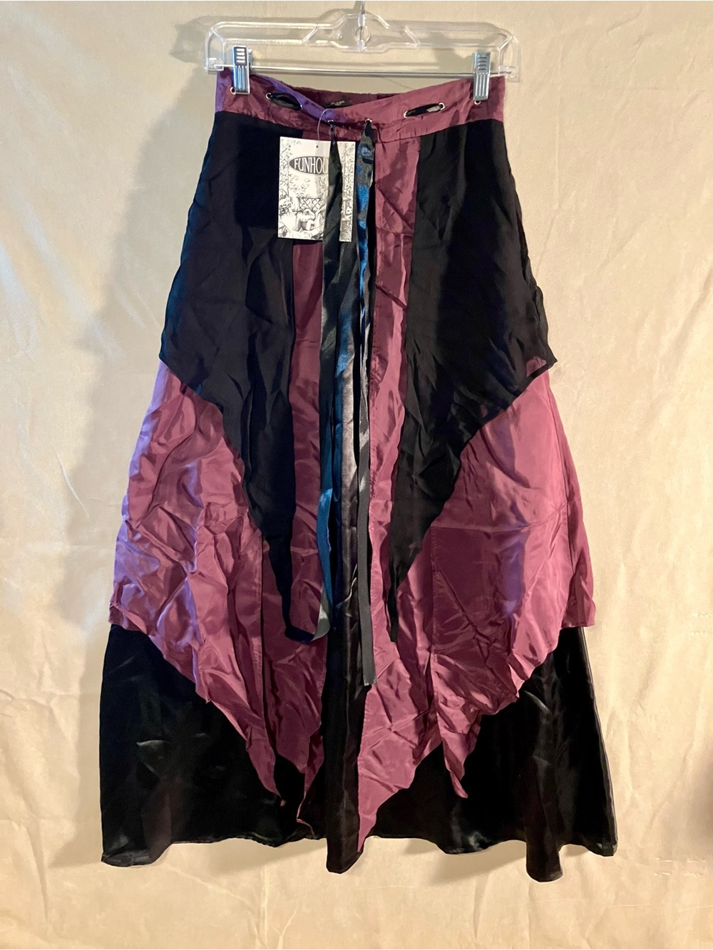 NWT Funhouse NYC Black Purple Tiered Maxi Skirt Witchy Piratecore Goth XS